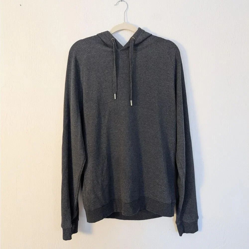 Slate & Stone Hoodie Mens Small Gray Waffle Knit Pullover Thermal Casual NWT
